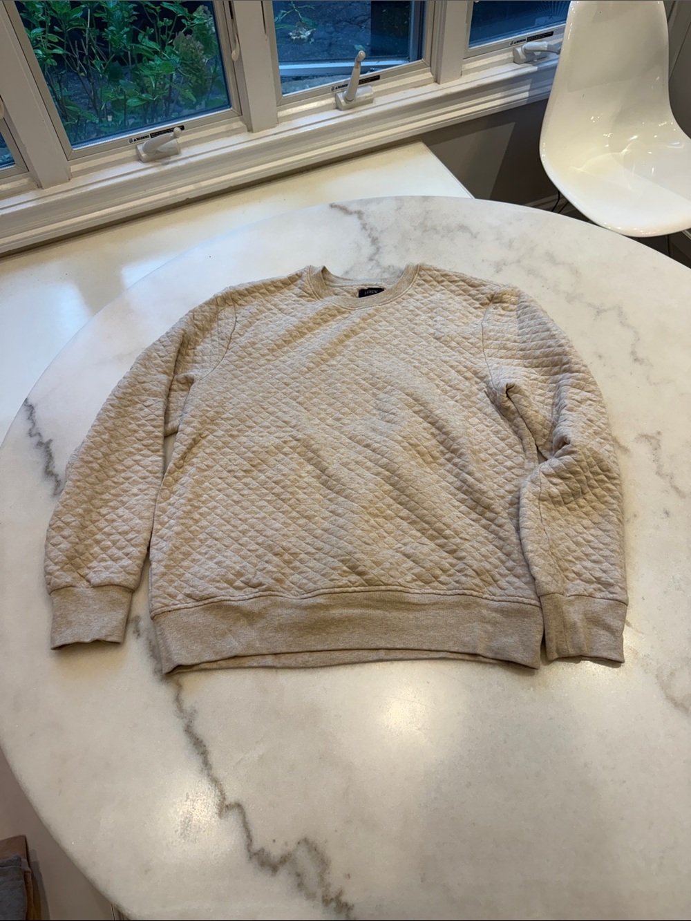 J. CREW Quilted Crewneck Sweater - Beige